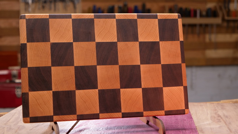 Striped edge grain cutting board